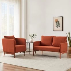 Canapé Droit PANTONE Fixe Tissu Terracotta 2 Places -Canapé Rêve Promos Magasin canape droit pantone fixe tissu rouge 2 places 7