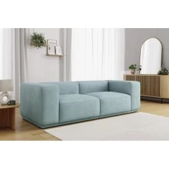 Canapé Droit SACHA Fixe Tissu Vert D'eau 4 Places -Canapé Rêve Promos Magasin canape droit sacha fixe tissu vert d eau 4 places 5