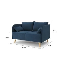 Canapé Droit SARAH Fixe Tissu Bleu 2 Places -Canapé Rêve Promos Magasin canape droit sarah fixe tissu bleu 2 places 6