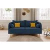 Canapé Droit SARAH Fixe Tissu Bleu 3 Places