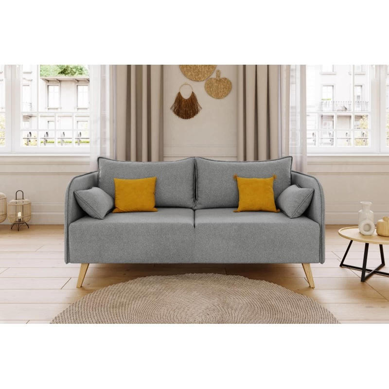 Canapé Droit SARAH Fixe Tissu Gris 3 Places 1 Canapé Droit SARAH Fixe Tissu Gris 3 Places