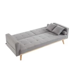 Canapé KELLY Droit Convertible En Tissu Gris 12 Canapé KELLY Droit Convertible En Tissu Gris -Canapé Rêve Promos Magasin canape kelly gris convertible 3