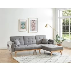Canapé KELLY En Tissu Gris Avec Angle Convertible