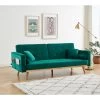 Canapé KELLY En Velours Vert Avec Fonction Convertible