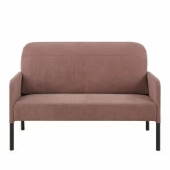 Canapé Droit LIAM En Velours Côtelé Rose Fixe -Canapé Rêve Promos Magasin canape liam velours cotele rose droit et fixe 1