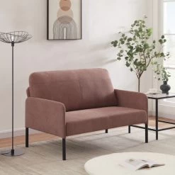 Canapé Droit LIAM En Velours Côtelé Rose Fixe -Canapé Rêve Promos Magasin canape liam velours cotele rose droit et fixe 5