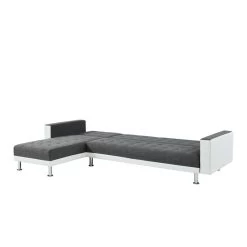 Canapé LUXURY XL Convertible Et Réversible PU Blanc Tissu Gris -Canapé Rêve Promos Magasin canape luxury xl convertible et reversible pu blanc tissu gris 5