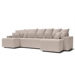 Canapé Panoramique ALMA Convertible Velours Côtelé Grège 6 Places -Canapé Rêve Promos Magasin canape panoramique alma convertible velours cotele grege 6 places 2