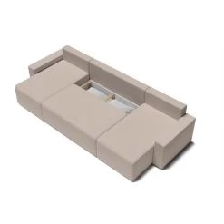 Canapé Panoramique ALMA Convertible Velours Côtelé Grège 6 Places -Canapé Rêve Promos Magasin canape panoramique alma convertible velours cotele grege 6 places 4