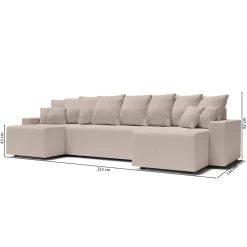 Canapé Panoramique ALMA Convertible Velours Côtelé Grège 6 Places -Canapé Rêve Promos Magasin canape panoramique alma convertible velours cotele grege 6 places 9