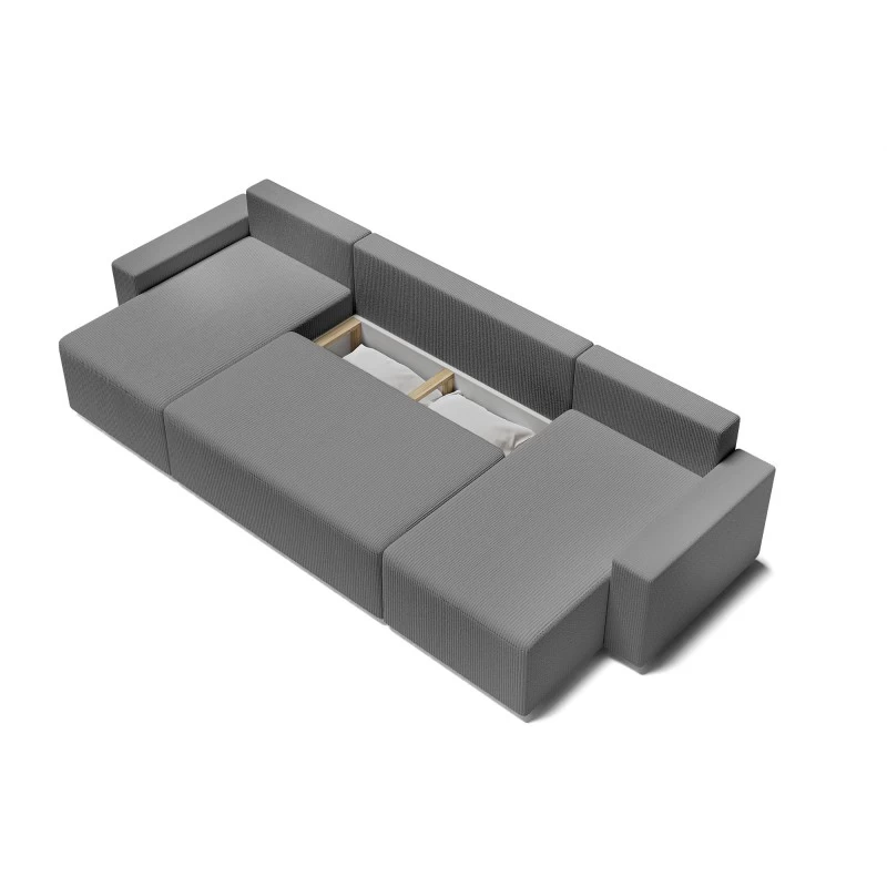 Canapé Panoramique ALMA Convertible Velours Côtelé Gris Souris 6 Places 5 Canapé Panoramique ALMA Convertible Velours Côtelé Gris Souris 6 Places – Image 5