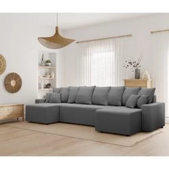 Canapé Panoramique ALMA Convertible Velours Côtelé Gris Souris 6 Places 18 Canapé Panoramique ALMA Convertible Velours Côtelé Gris Souris 6 Places -Canapé Rêve Promos Magasin canape panoramique alma convertible velours cotele gris souris 6 places 8