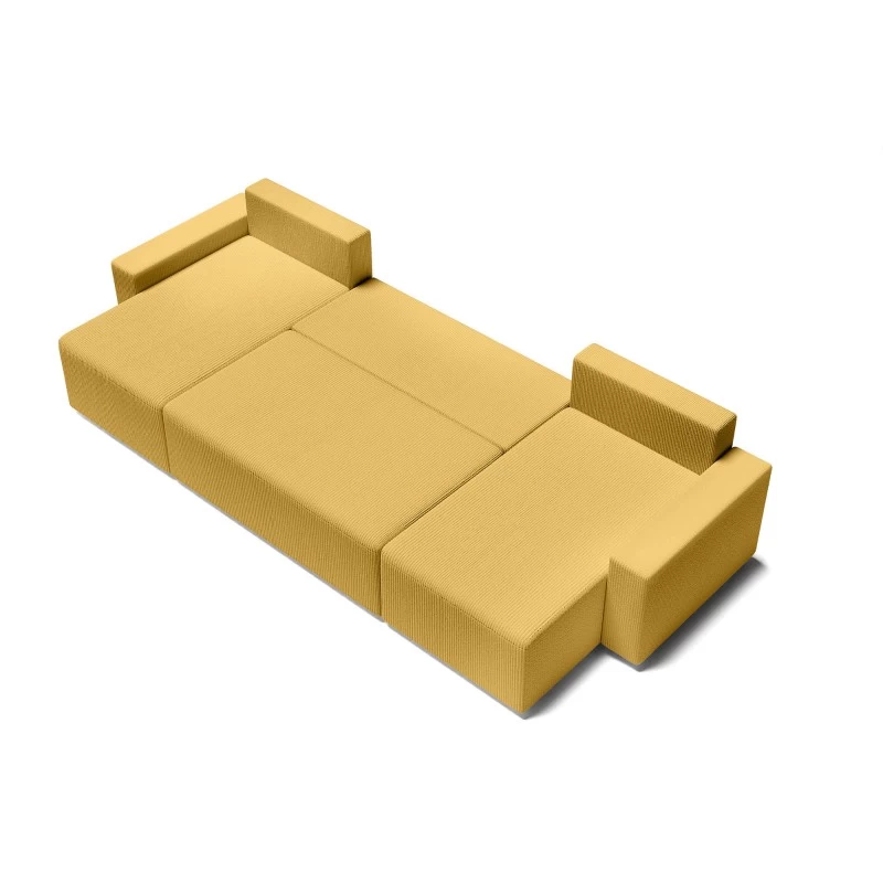 Canapé Panoramique ALMA Convertible Velours Côtelé Jaune 6 Places 4 Canapé Panoramique ALMA Convertible Velours Côtelé Jaune 6 Places – Image 4