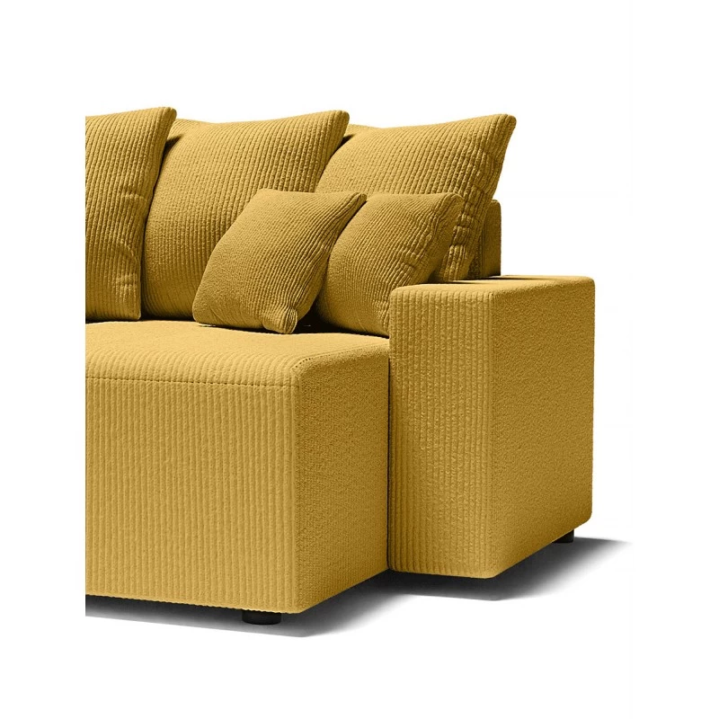 Canapé Panoramique ALMA Convertible Velours Côtelé Jaune 6 Places 7 Canapé Panoramique ALMA Convertible Velours Côtelé Jaune 6 Places – Image 7