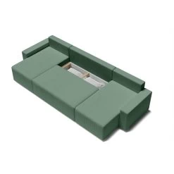 Canapé Panoramique ALMA Convertible Velours Côtelé Vert 6 Places -Canapé Rêve Promos Magasin canape panoramique alma convertible velours cotele vert 6 places 4