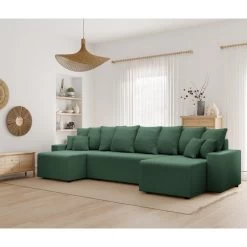 Canapé Panoramique ALMA Convertible Velours Côtelé Vert 6 Places -Canapé Rêve Promos Magasin canape panoramique alma convertible velours cotele vert 6 places 8