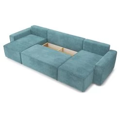 Canapé Panoramique MIRA Convertible Velours Côtelé Bleu 6 Places 12 Canapé Panoramique MIRA Convertible Velours Côtelé Bleu 6 Places -Canapé Rêve Promos Magasin canape panoramique mira convertible velours cotele bleu 5 places 4