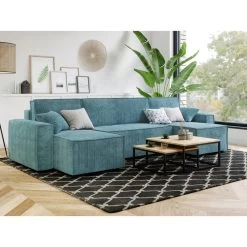 Canapé Panoramique MIRA Convertible Velours Côtelé Bleu 6 Places 14 Canapé Panoramique MIRA Convertible Velours Côtelé Bleu 6 Places -Canapé Rêve Promos Magasin canape panoramique mira convertible velours cotele bleu 5 places 6