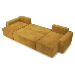 Canapé Panoramique MIRA Convertible Velours Côtelé Moutarde 6 Places -Canapé Rêve Promos Magasin canape panoramique mira convertible velours cotele moutarde 5 plcs 3