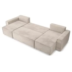 Canapé Panoramique MIRA Convertible Velours Grège 6 Places -Canapé Rêve Promos Magasin canape panoramique mira convertible velours grege 5 places 3