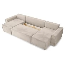 Canapé Panoramique MIRA Convertible Velours Grège 6 Places -Canapé Rêve Promos Magasin canape panoramique mira convertible velours grege 5 places 4