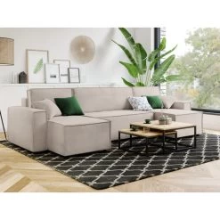 Canapé Panoramique MIRA Convertible Velours Grège 6 Places -Canapé Rêve Promos Magasin canape panoramique mira convertible velours grege 5 places 6