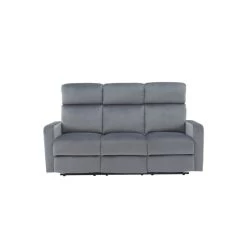 Canapé Relax LOVA En Velours Gris Avec Fonction électrique -Canapé Rêve Promos Magasin canape relax lova velours gris electrique 3 places 2