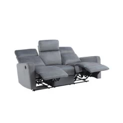 Canapé Relax LOVA En Velours Gris Avec Fonction électrique -Canapé Rêve Promos Magasin canape relax lova velours gris electrique 3 places 3