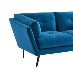 Lot De Canapés THELMA En Velours Bleu Fixe -Canapé Rêve Promos Magasin canape thelma 32 velours bleu lot canapes 3places 2places 6