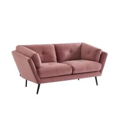 Lot De Canapés THELMA En Velours Vieux Rose Fixe -Canapé Rêve Promos Magasin canape thelma 32 velours vieux rose lot canapes 3places 2places 4