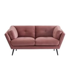 Lot De Canapés THELMA En Velours Vieux Rose Fixe -Canapé Rêve Promos Magasin canape thelma 32 velours vieux rose lot canapes 3places 2places 5