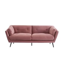 Lot De Canapés THELMA En Velours Vieux Rose Fixe -Canapé Rêve Promos Magasin canape thelma 32 velours vieux rose lot canapes 3places 2places 8