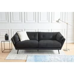 Canapé THELMA En Velours Gris Au Style Scandinave