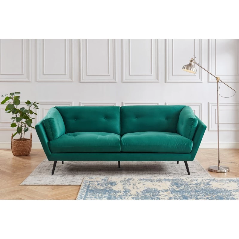 Canapé THELMA En Velours Vert Au Style Scandinave 1 Canapé THELMA En Velours Vert Au Style Scandinave
