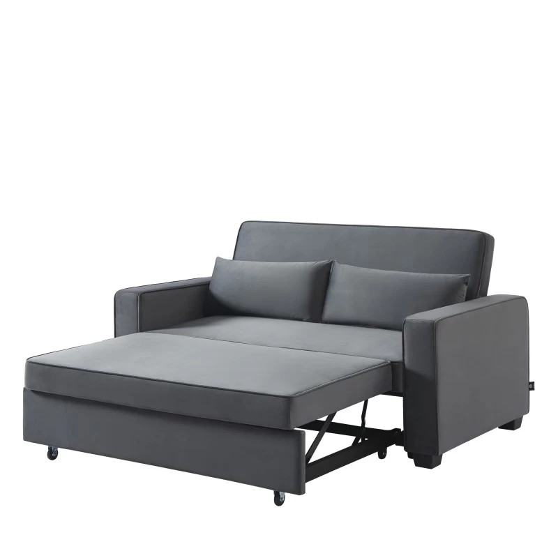 Canapé Droit LENA Convertible Velours Gris 3 Places 4 Canapé Droit LENA Convertible Velours Gris 3 Places – Image 4