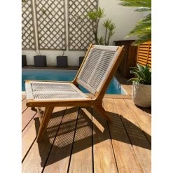 Fauteuil De Jardin AVERY En Bois D'acacia Et Corde Coloris Naturel -Canapé Rêve Promos Magasin chaise de relax avery 8