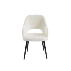 Chaise PHILOMENE Bouclettes écru Pieds En Métal Noir -Canapé Rêve Promos Magasin chaise philomene bouclettes ecru pieds en metal noir 2