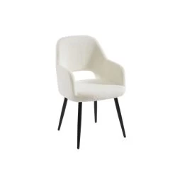 Chaise PHILOMENE Bouclettes écru Pieds En Métal Noir -Canapé Rêve Promos Magasin chaise philomene bouclettes ecru pieds en metal noir 3