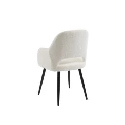 Chaise PHILOMENE Bouclettes écru Pieds En Métal Noir -Canapé Rêve Promos Magasin chaise philomene bouclettes ecru pieds en metal noir 4