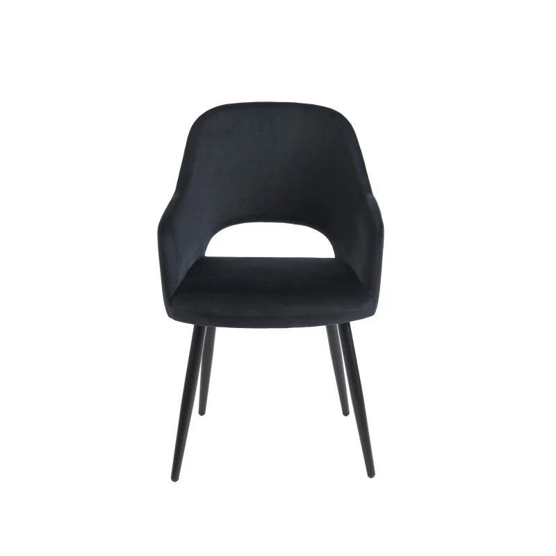 Chaise PHILOMENE Velours Noir Pieds En Métal Noir 4 Chaise PHILOMENE Velours Noir Pieds En Métal Noir – Image 4