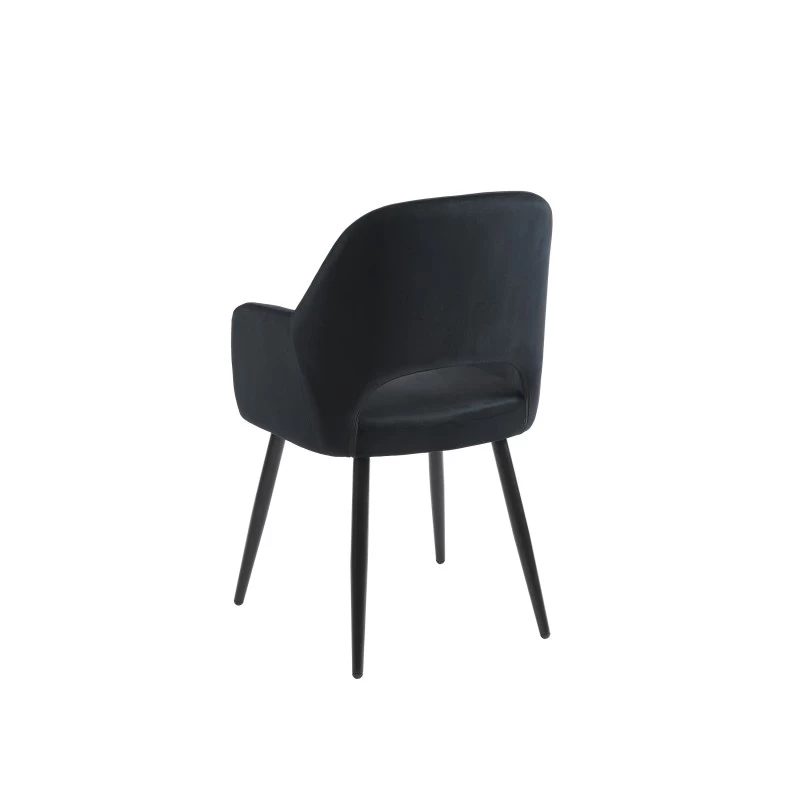 Chaise PHILOMENE Velours Noir Pieds En Métal Noir 6 Chaise PHILOMENE Velours Noir Pieds En Métal Noir – Image 6