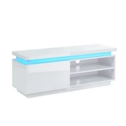 Meuble Tv à Led COSMOS Laqué Blanc Brillant 120cm -Canapé Rêve Promos Magasin cosmos3 meuble tv blanc laque 2