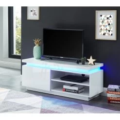 Meuble Tv à Led COSMOS Laqué Blanc Brillant 120cm