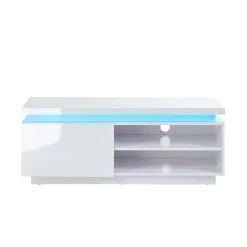 Meuble Tv à Led COSMOS Laqué Blanc Brillant 120cm -Canapé Rêve Promos Magasin cosmos3 meuble tv blanc laque 3