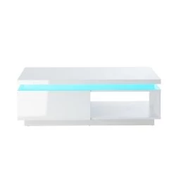 Table Basse à LED COSMOS Laqué Blanc Brillant 120cm -Canapé Rêve Promos Magasin cosmos6 table basse blanche 2