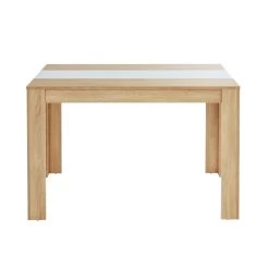 Table à Manger DAMIA Blanc Et Effet Chêne 120cm -Canapé Rêve Promos Magasin damia table de sejour 120 cm 4