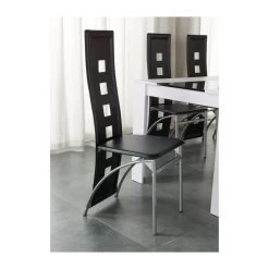 Ensemble Repas DAMIA Blanc Et Noir 4 Personnes 140cm -Canapé Rêve Promos Magasin damia140set4 ensemble repas 2