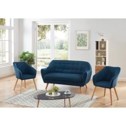 Ensemble HILDA En Tissu Bleu 1 Canapé Et 2 Fauteuils -Canapé Rêve Promos Magasin ensemble canapefauteuil hilda tissu bleu canape 2 places 2 fauteuils 3