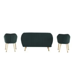 Ensemble HILDA En Velours Côtelé Vert Avec Piètement Bois Et Doré 1 Canapé Et 2 Fauteuils -Canapé Rêve Promos Magasin ensemble hilda en velours cotele vert pieds dore 1 canape et 2 fauteuils 3