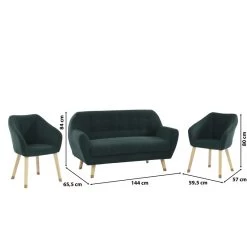 Ensemble HILDA En Velours Côtelé Vert Avec Piètement Bois Et Doré 1 Canapé Et 2 Fauteuils -Canapé Rêve Promos Magasin ensemble hilda en velours cotele vert pieds dore 1 canape et 2 fauteuils 5